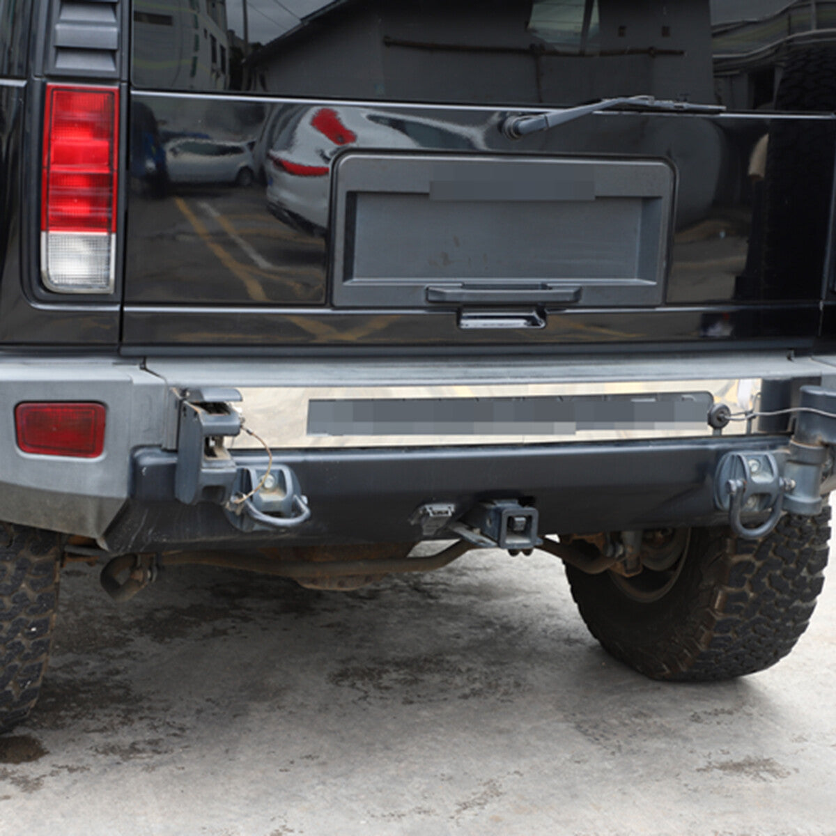 Silver Steel Rear Bumper Decorative Panel Trim Cover For Hummer H2 2003-2009 10