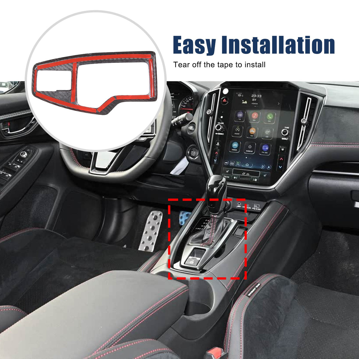 Real Carbon Fiber Gear Shift Base Trim Cover For Subaru WRX VB AT 2022+ 16