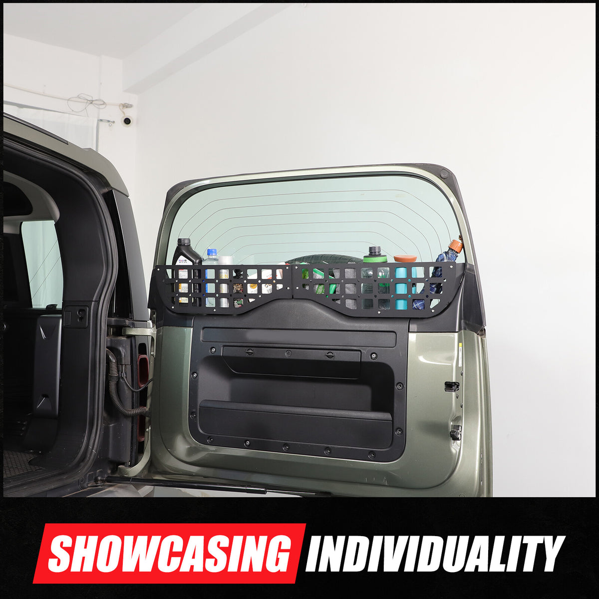 Alloy Tailgate Window Storage Fence Molle Panel Rack For LR Defender L663 2020+ 11