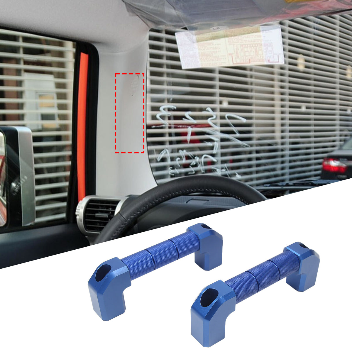 Blue Alloy A-pillar Handle Replacement Trim For 2007-21 Toyota FJ Cruiser 5