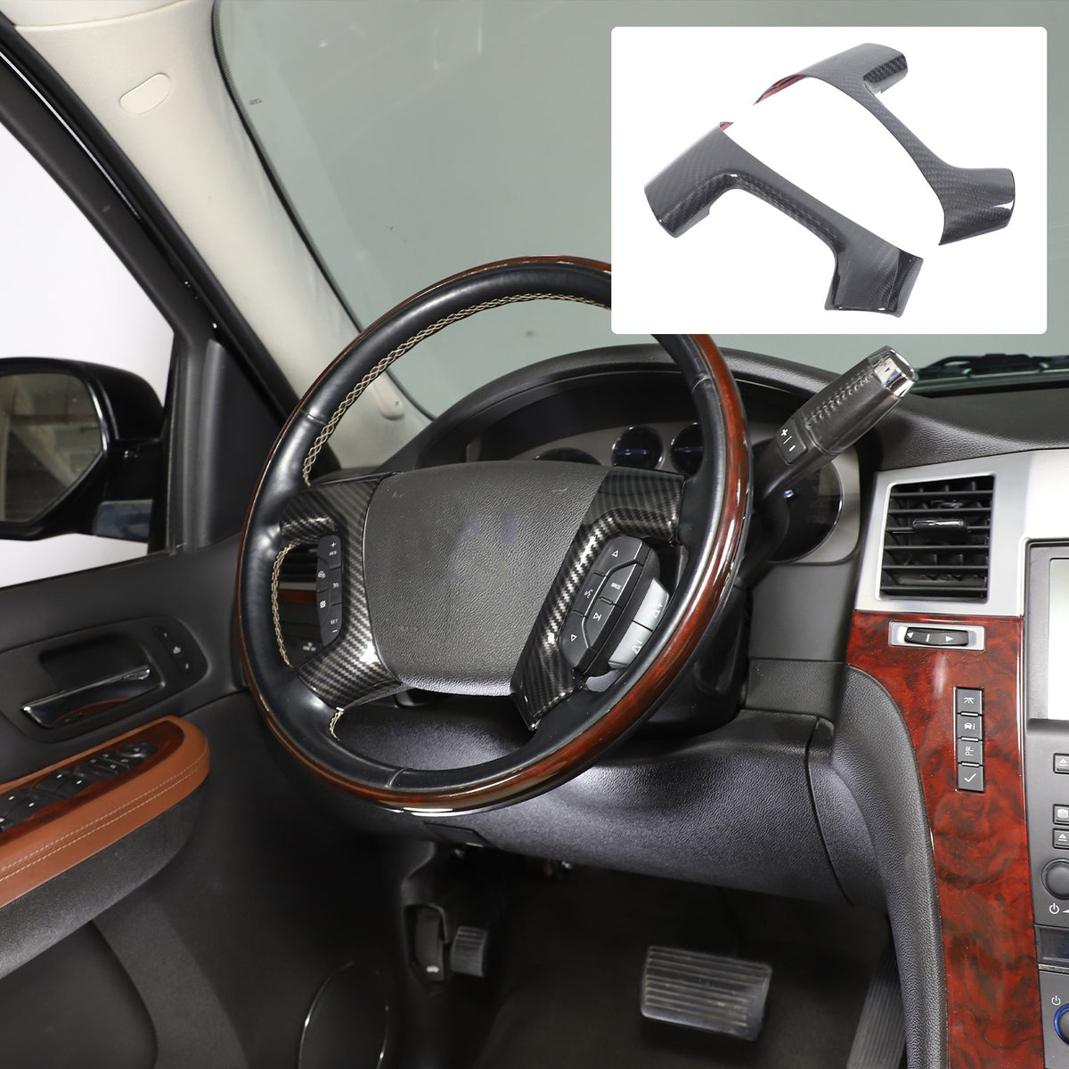 Real Dry Carbon Fiber Steering Wheel Side Button Trim For Hummer H2 2003-2007 21