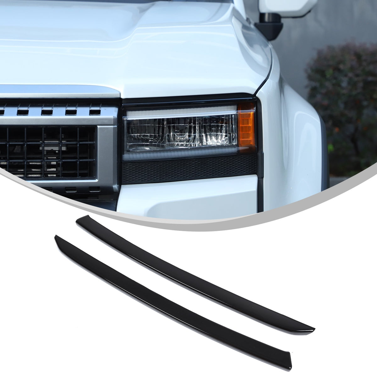 Glossy Piano Black Front Headlight Eyebrow Trim For Toyota Prado LC250 2024+ US 2
