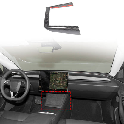 Real Dry Carbon Fiber Center Console Interior Trim Cover For Tesla Model 3 2023+ 13