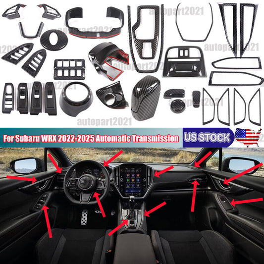 Carbon Fiber ABS Interior Full Cover Trim Kit Set For Subaru WRX AT 2022-2025 - Styles 6-10 1