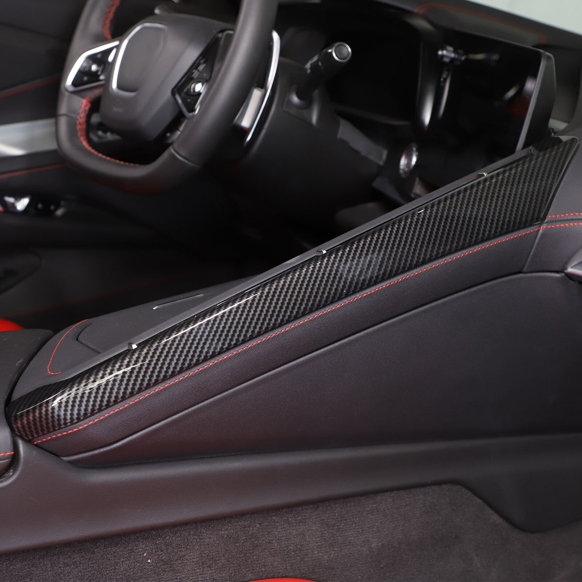 3PCS ABS Carbon Fiber Center Console Side Panel Trim Set For Corvette C8 20-25 17