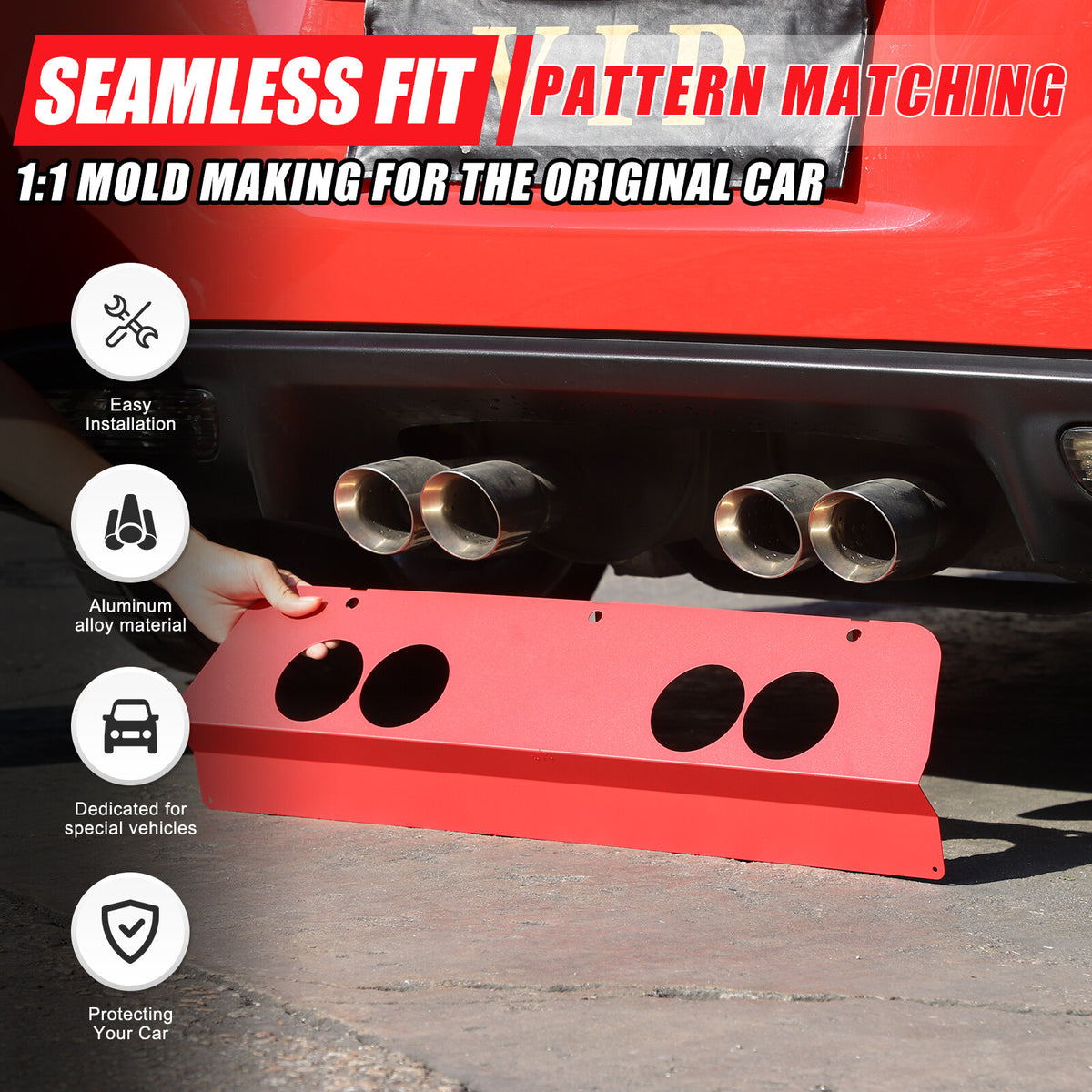 Red Stainless Steel Exhaust Filler Panel trim For Corvette C6 2005-2013 11