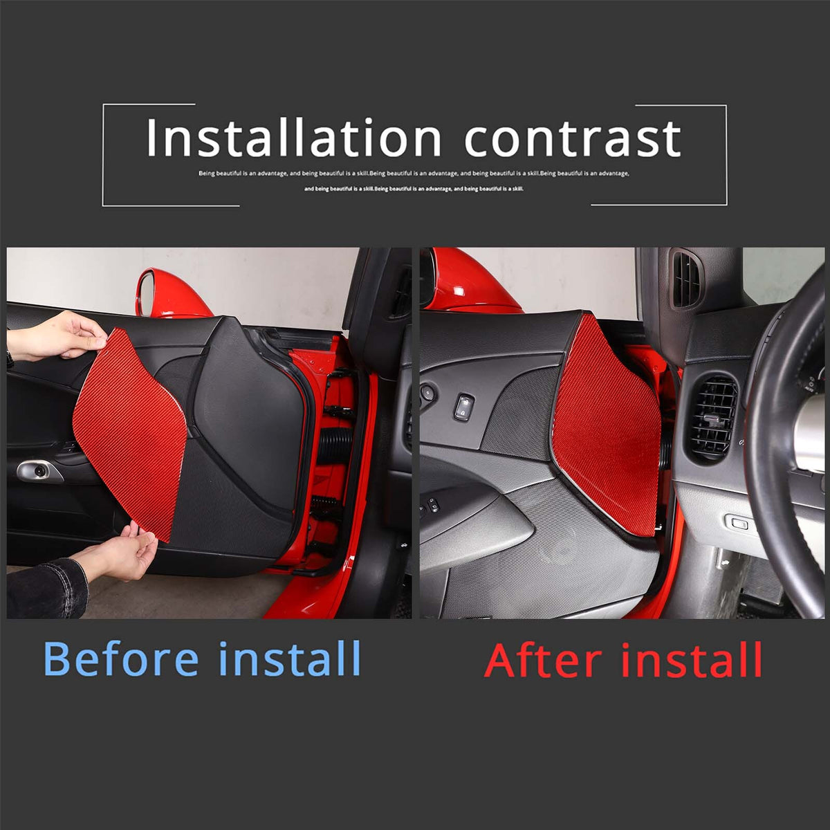 Red Carbon Fiber Door Pad cushion Panel Cover Sticker For Corvette C6 2005-13 US 3