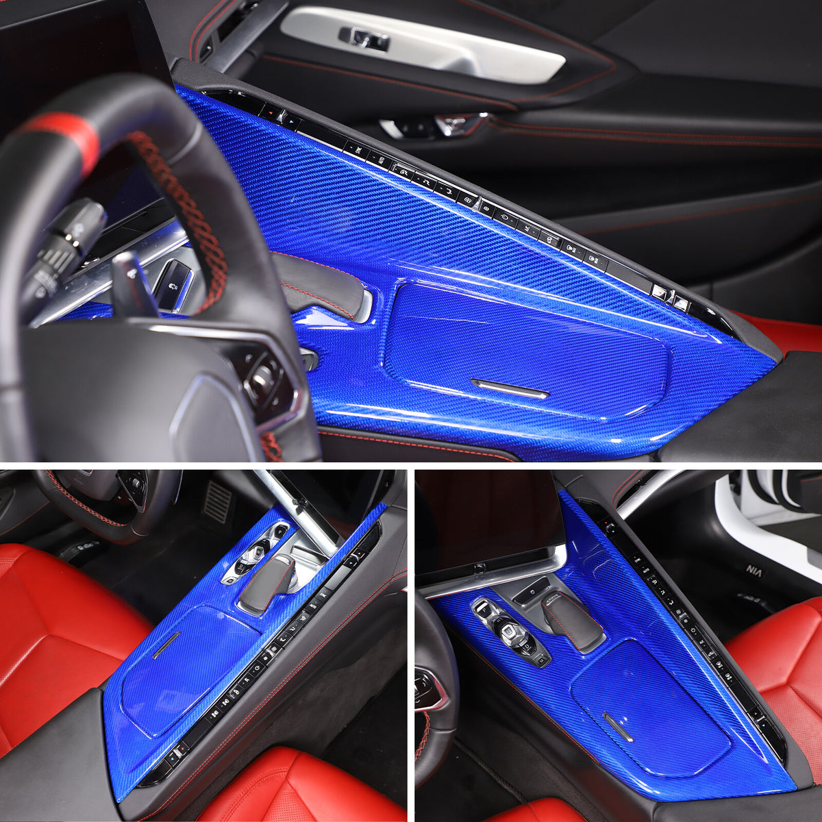 Blue Real Carbon Fiber Full Interior Set Decor Trim Kit for Corvette C8 20-25 - Variants 16-20 27