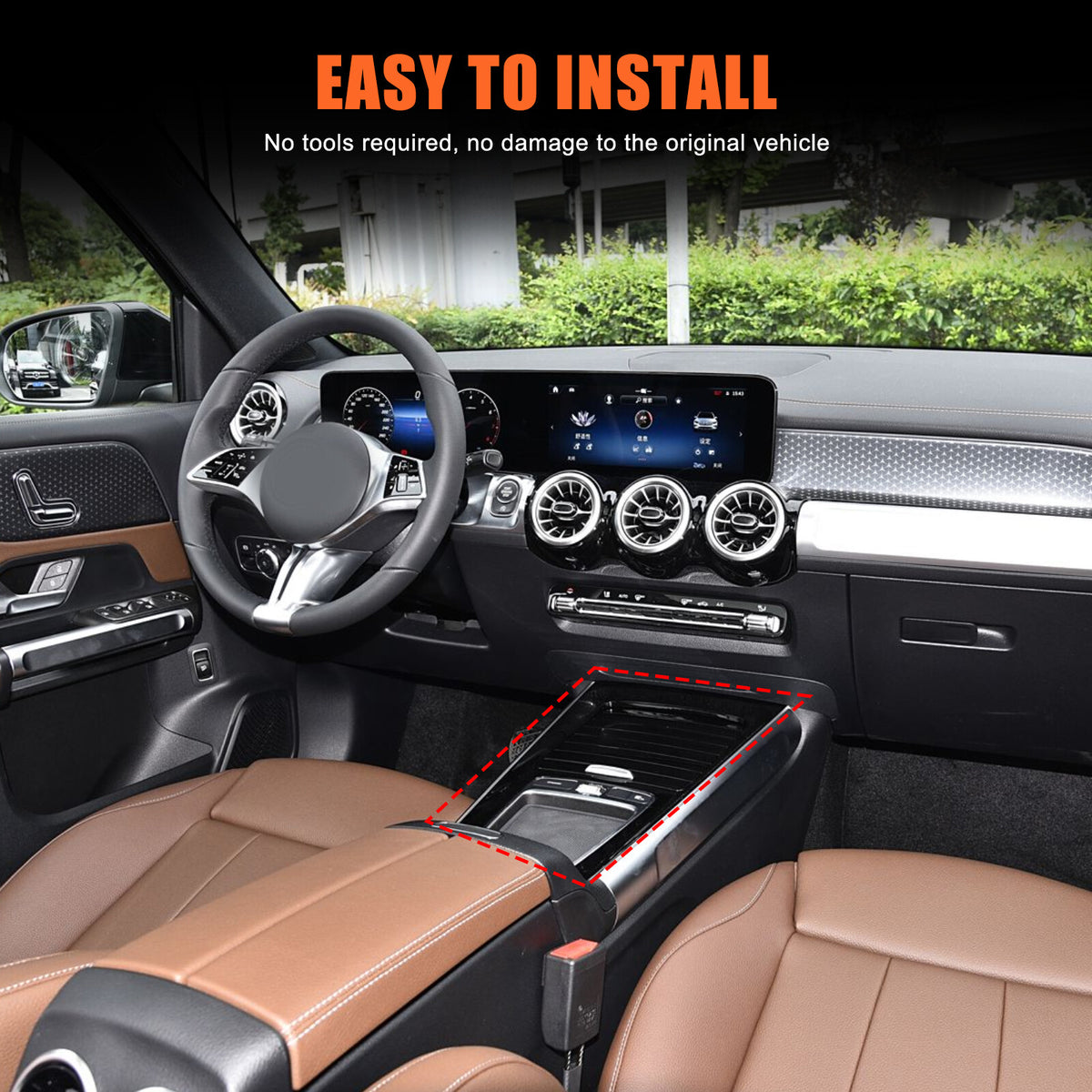 Oak Wood Grain Center Console Panel Trim For Benz B-Class W247 GLB X247 2024-25 24