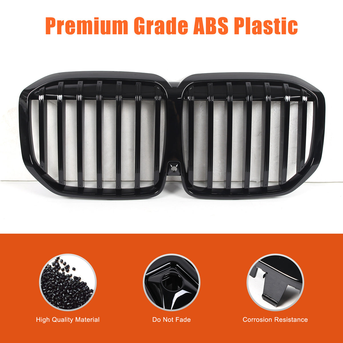 Glossy Black Car Front Bumper Line Kidney Grille Grill For BMW X7 G07 2023-2024 5