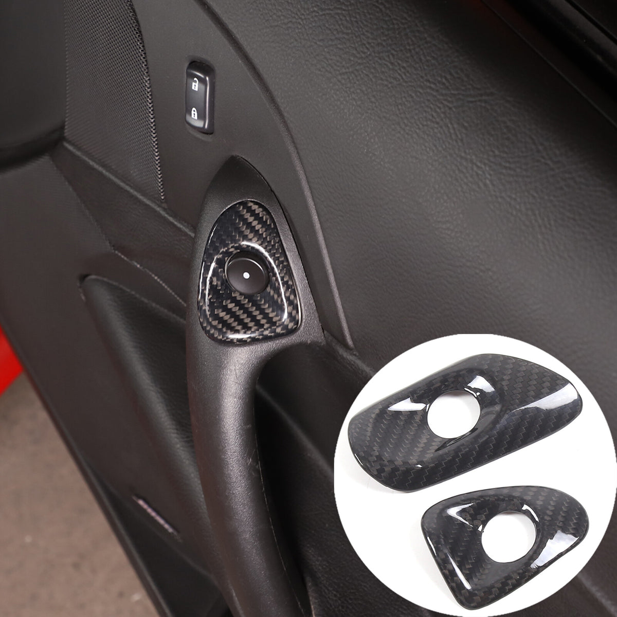 Real Dry Carbon Fiber Door Window Lift Switch Button Trim For Corvette C6 05-13 18