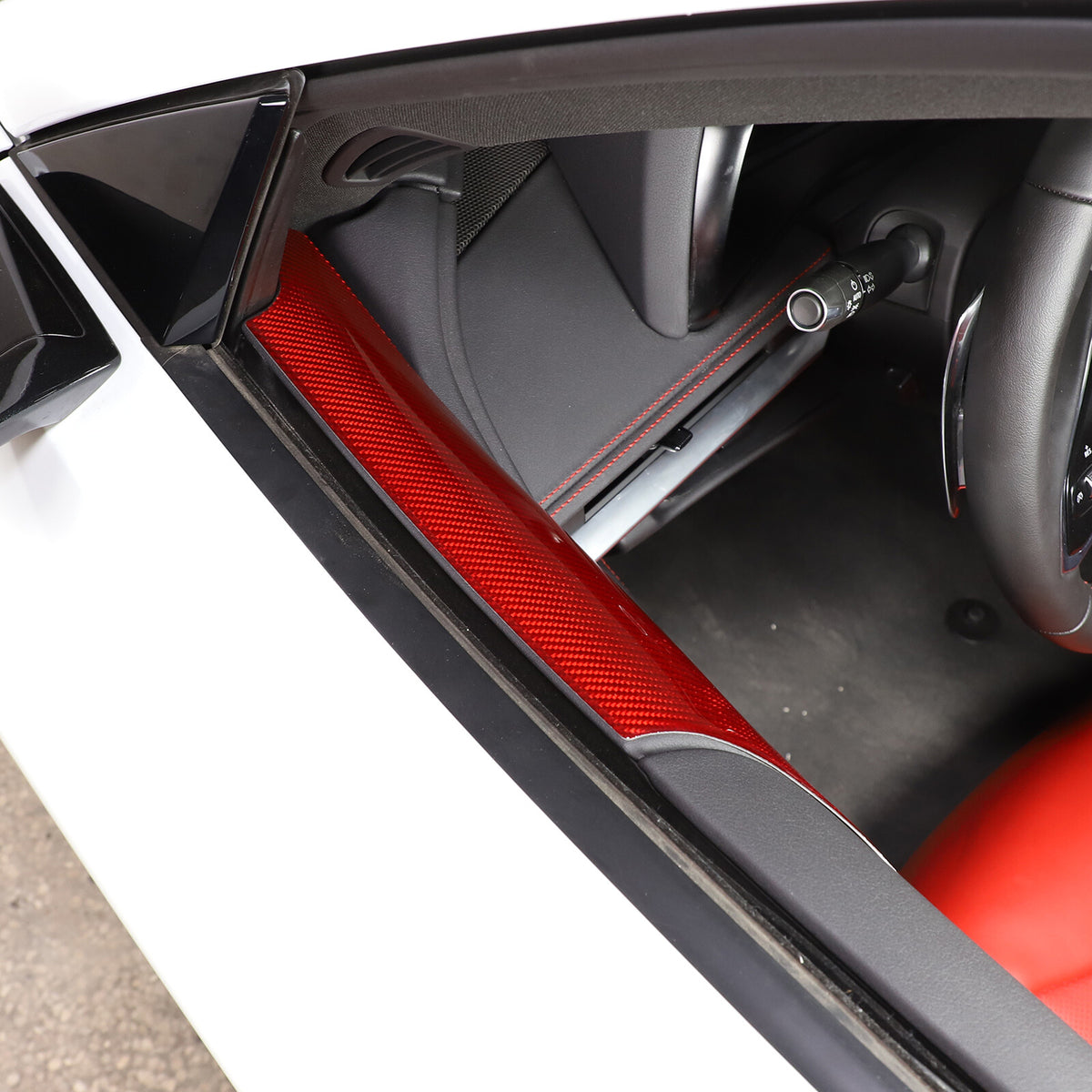Red Soft Carbon Fiber Interior Decor Trim Kit Cover Set For Corvette C8 20-25 199
