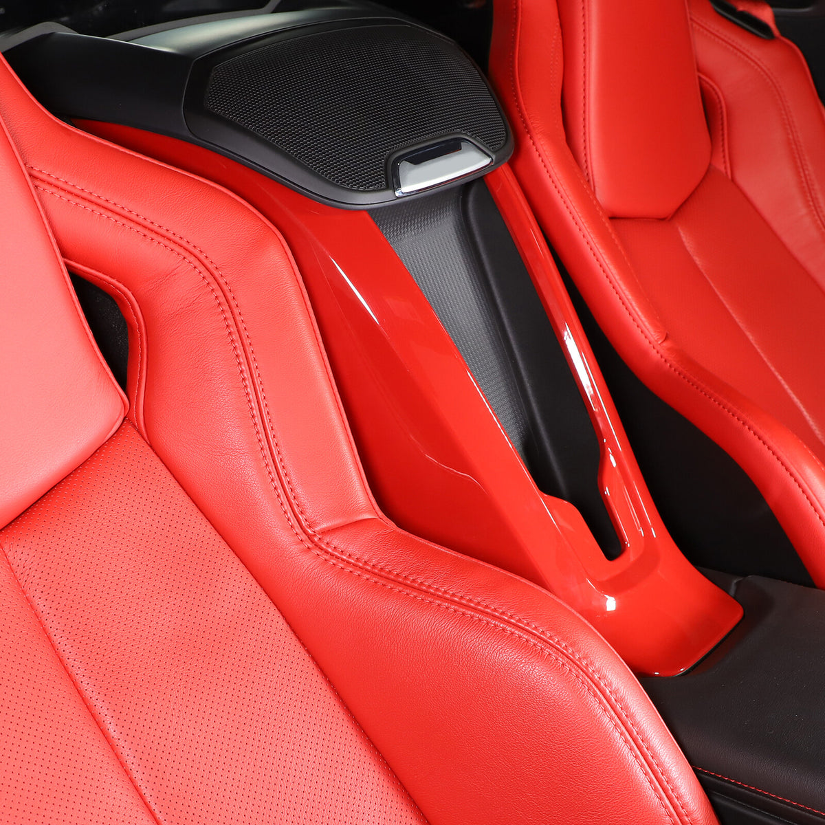2pcs Red ABS Waterfall Wireless Charger Cover For Corvette C8 Convertible 6