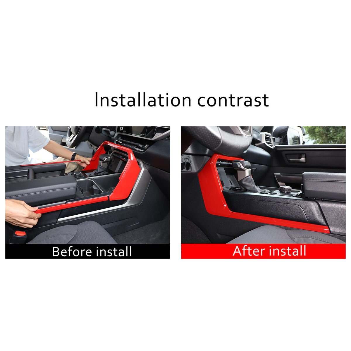 Sport Red ABS Center Console Gear Shift Outer Trim For Toyota Tundra/Sequoia 22+ 5
