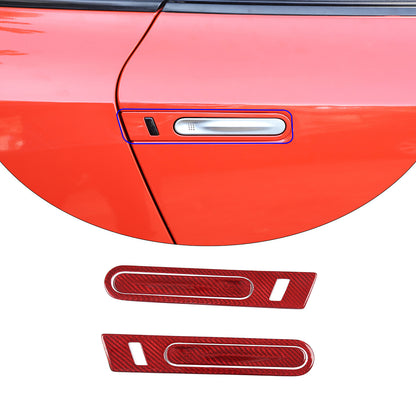 Red Carbon Fiber Exterior Car Door Handle Cover Trim For Nissan GTR R35 2008-16 1
