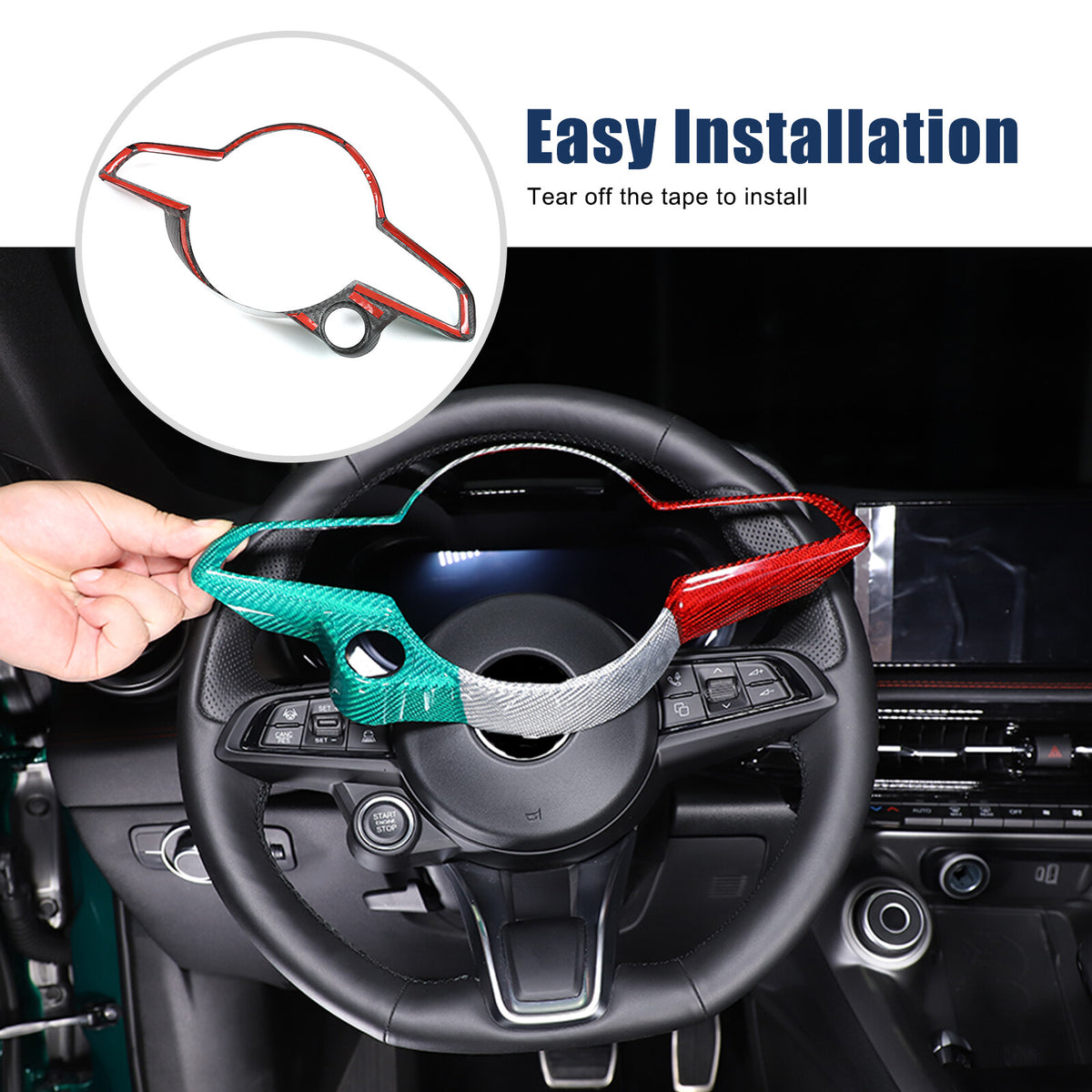 Carbon Fiber Steering Wheel Cover Trim Frame For Alfa Romeo Giulia/Stelvio 2020 20