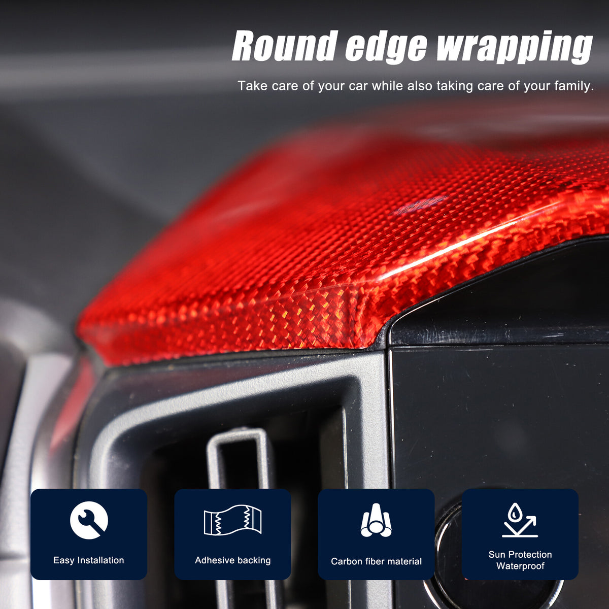 Red Real Carbon Fiber Center Navigation Screen Trim For Subaru Crosstrek GU 24+ 20