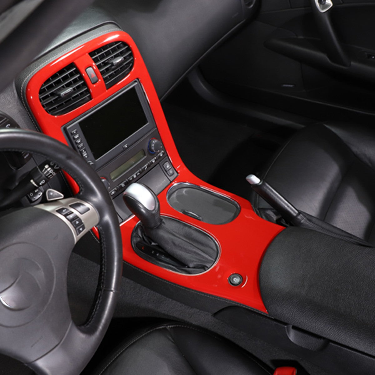 Red ABS Center Console Car Gear Shift Panel Trim For 2005-2013 Corvette C6 17