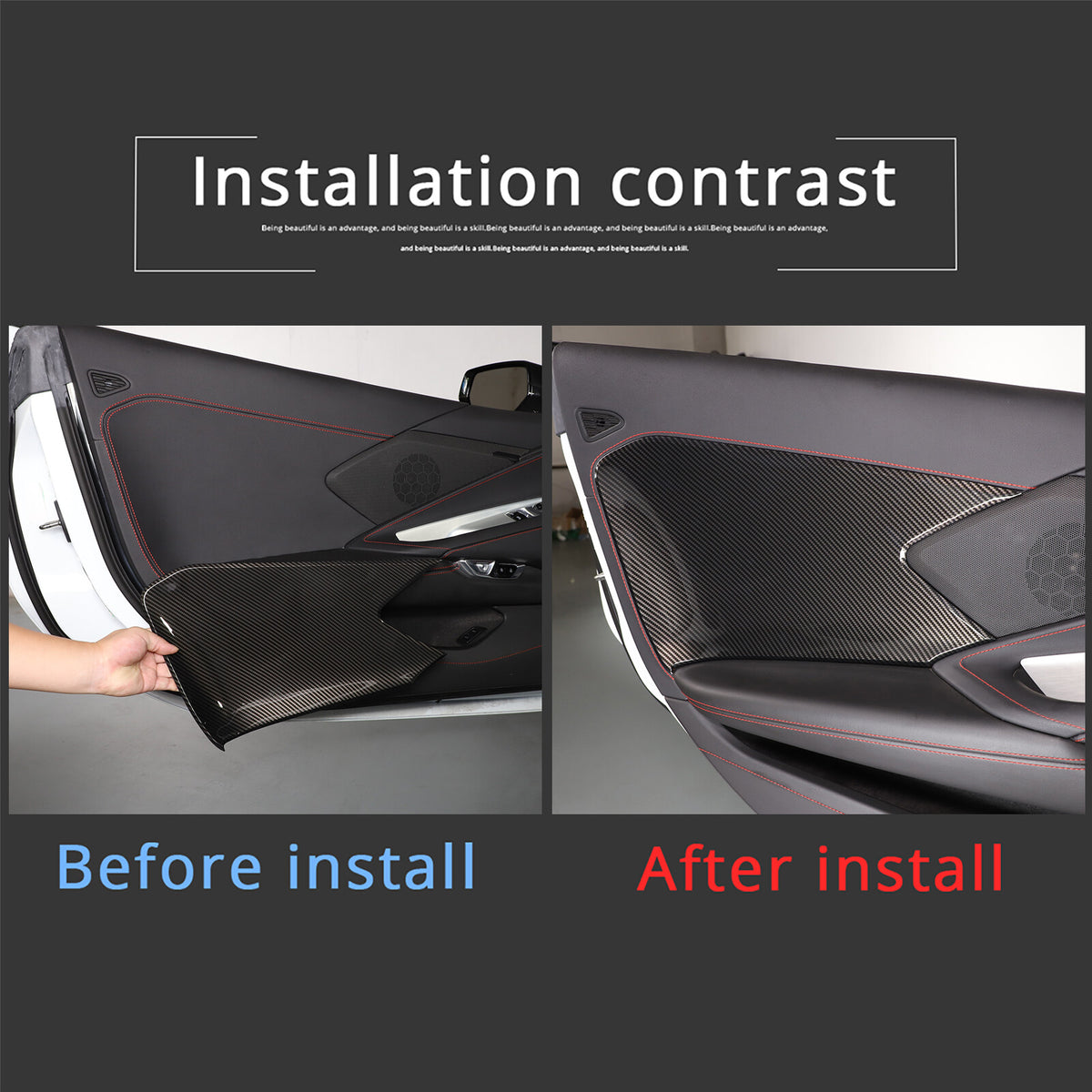 ABS Carbon Fiber Interior Door Anti-Kick Panel Cover Trim For Corvette C8 20-26 15