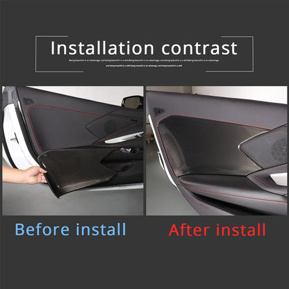 ABS Carbon Fiber Interior Door Anti-Kick Panel Cover Trim For Corvette C8 20-26 15
