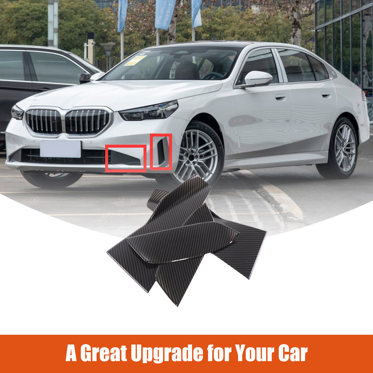 ABS Carbon Fiber Front Side Vent Fender Cover Trim For BMW 5 Series G60 i5 2024+ 12