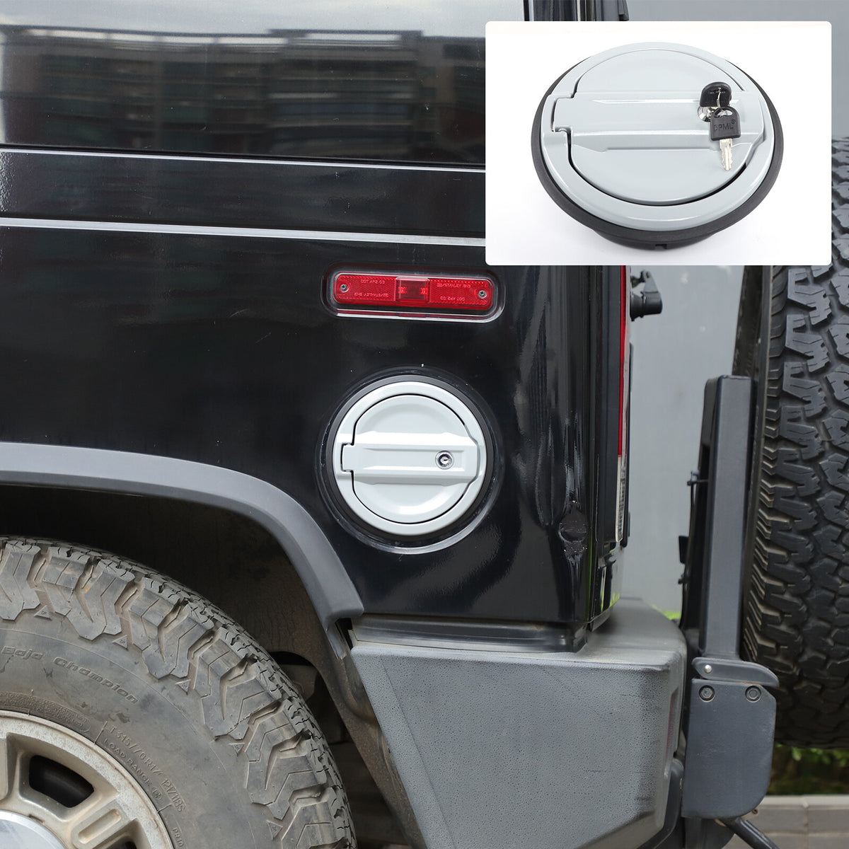 Silver Alloy Fuel Tank Cap Anti-theft Lock Cover Trim For Hummer H2 2003-2009 12