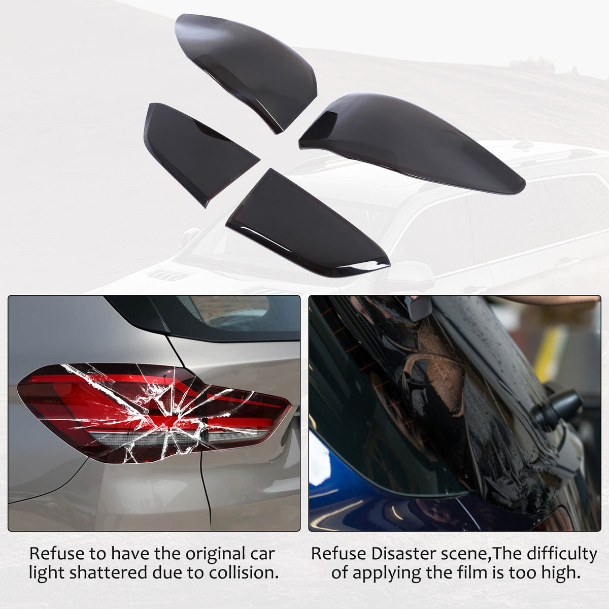 Smoked Black Rear Tail Light Guard Decor Cover Trim Bezel For BMW X1 F48 2020-22 15