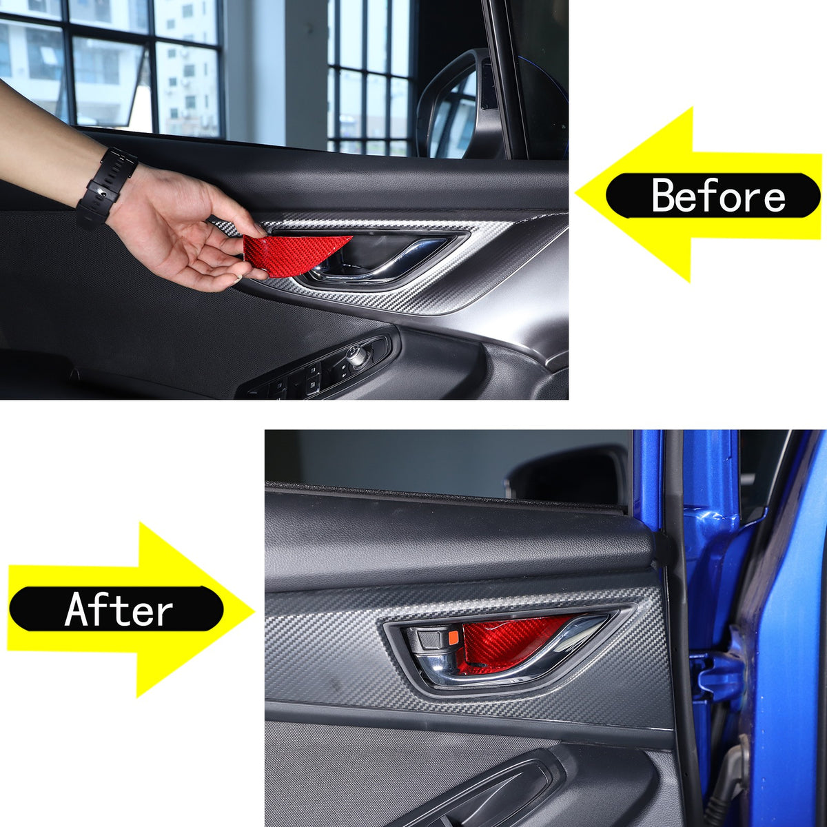 Red Real Carbon Fiber Inner Door Bowl Trim Cover For Subaru WRX VB 2022+ 5