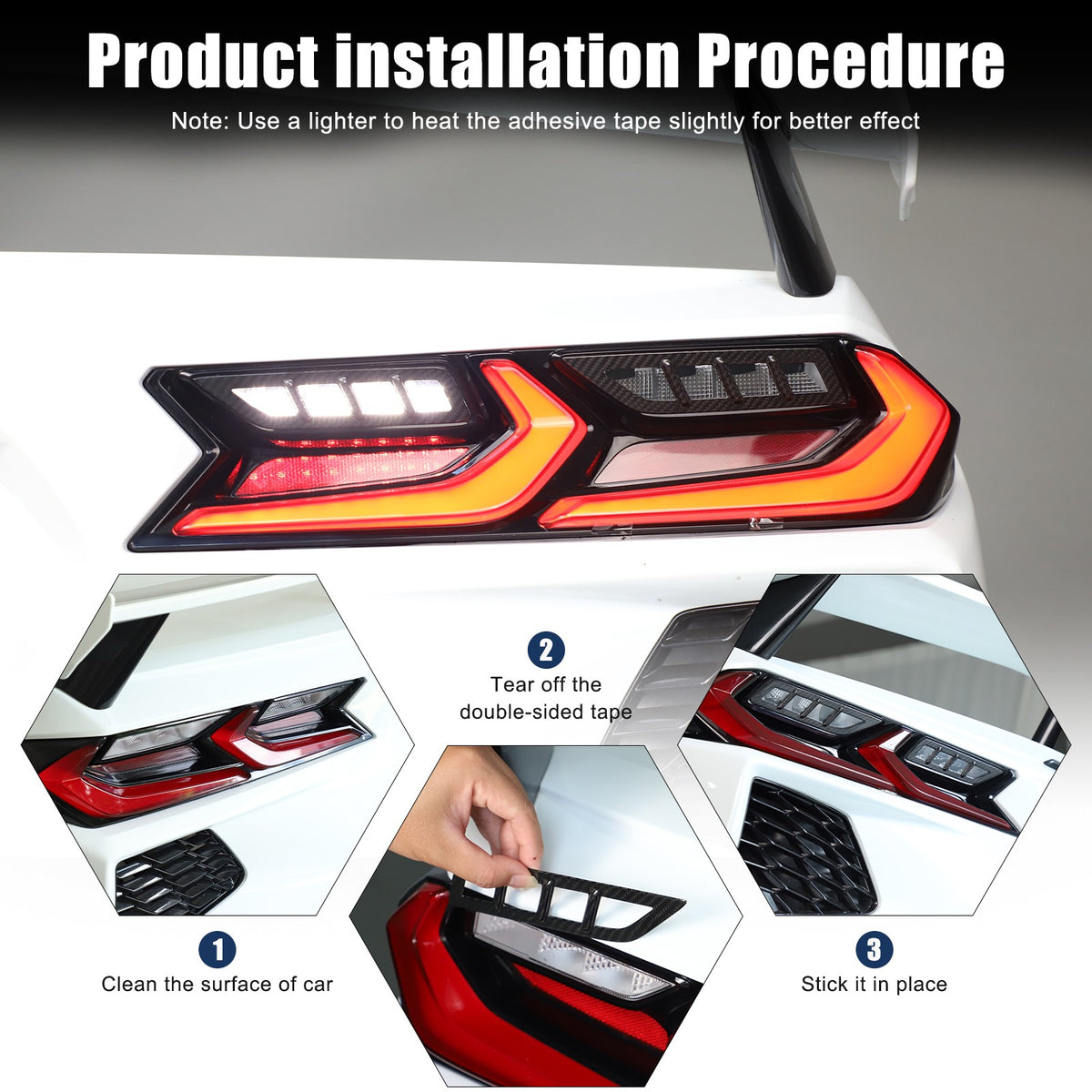 Real Carbon Fiber Reverse Light Protector Frame Trim For Corvette C8 2020+ 24