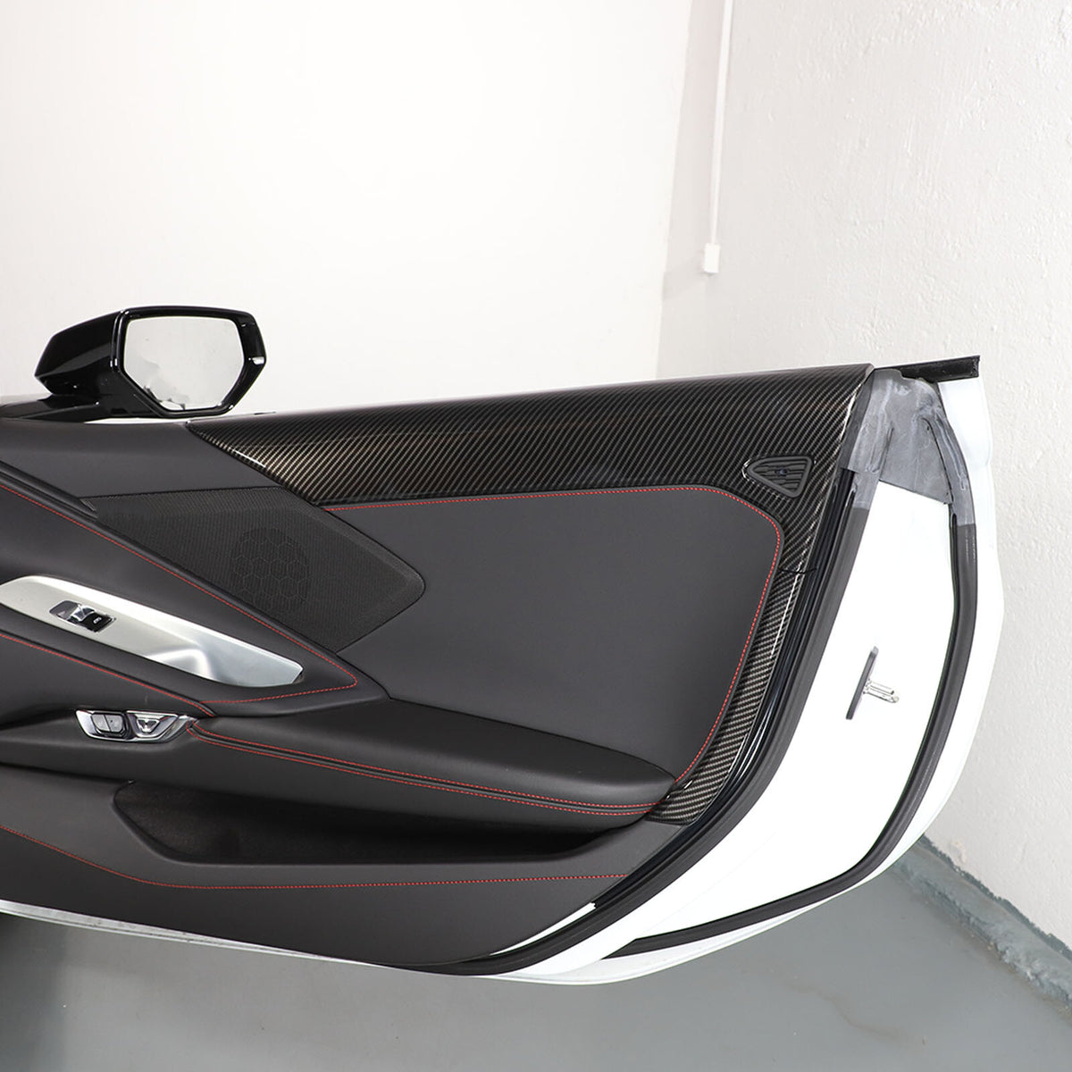 Carbon Fiber Style Inner Interior Door Panel Cover Trim For Corvette C8 20-26 6