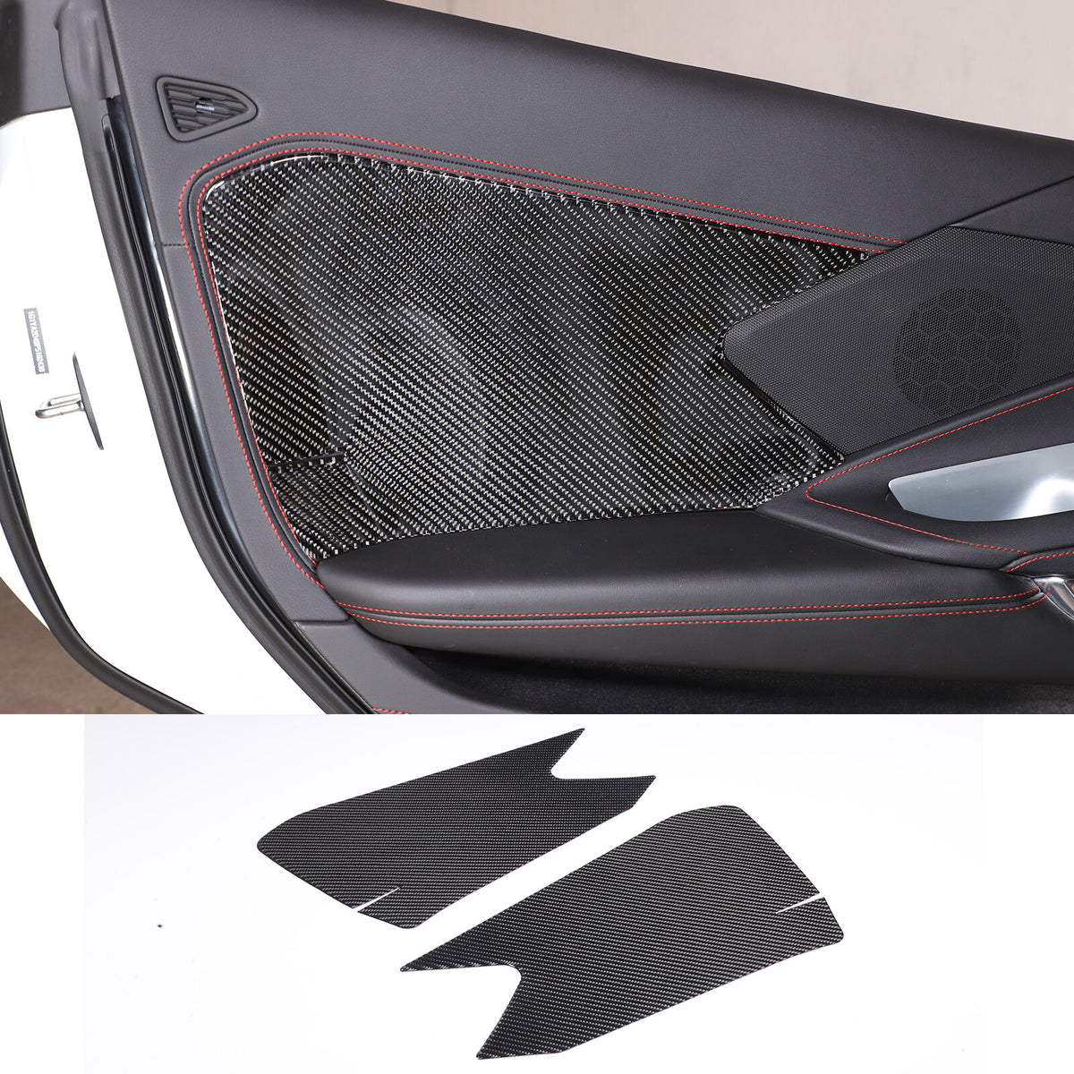 Carbon fiber Interior Door Large Panel Sticker Trim For Corvette C8 2020-2026 US 5