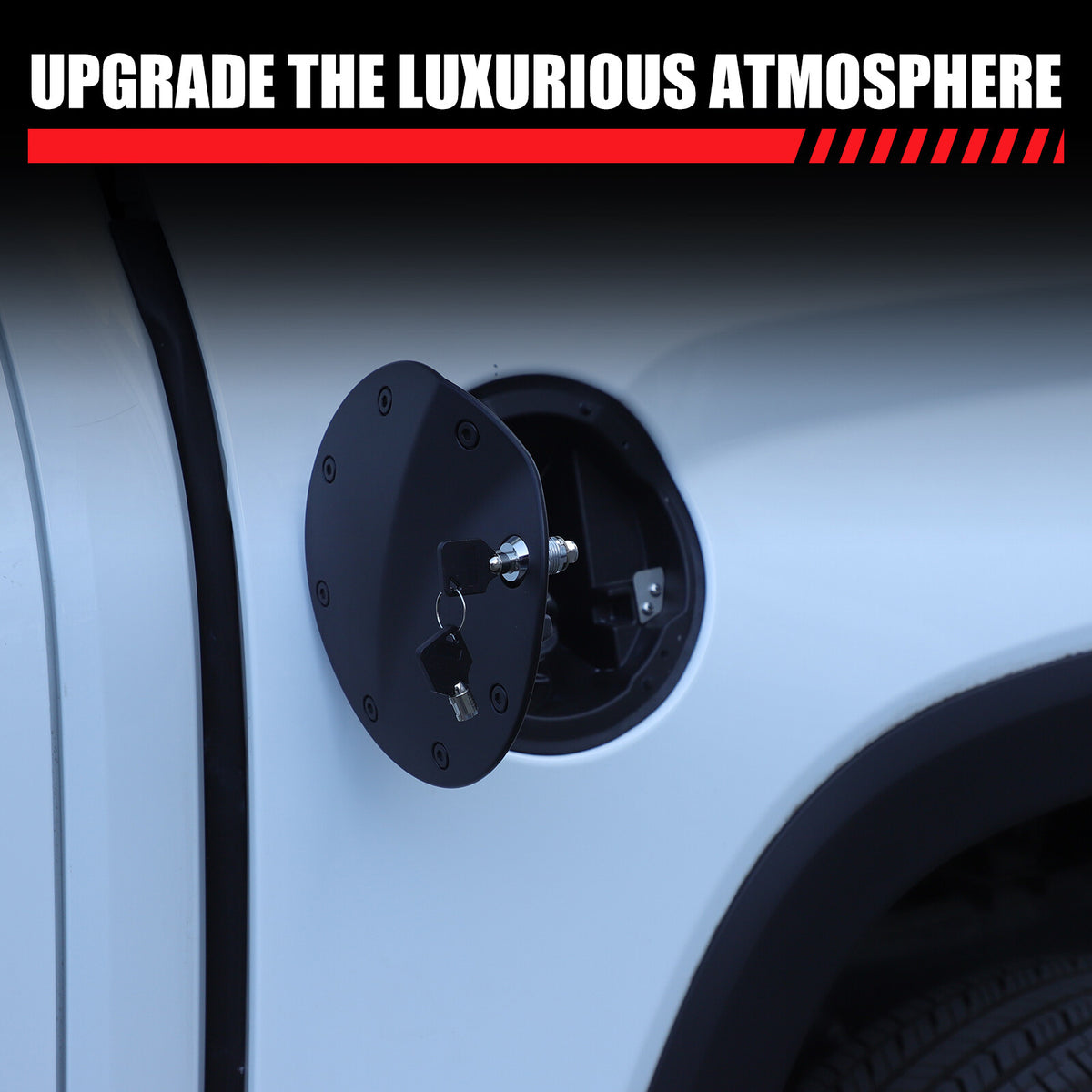 Black Door Fuel Tank Cover W/ Lock Gas Cap Tank Trim For Toyota Tundra 2022-2026 14