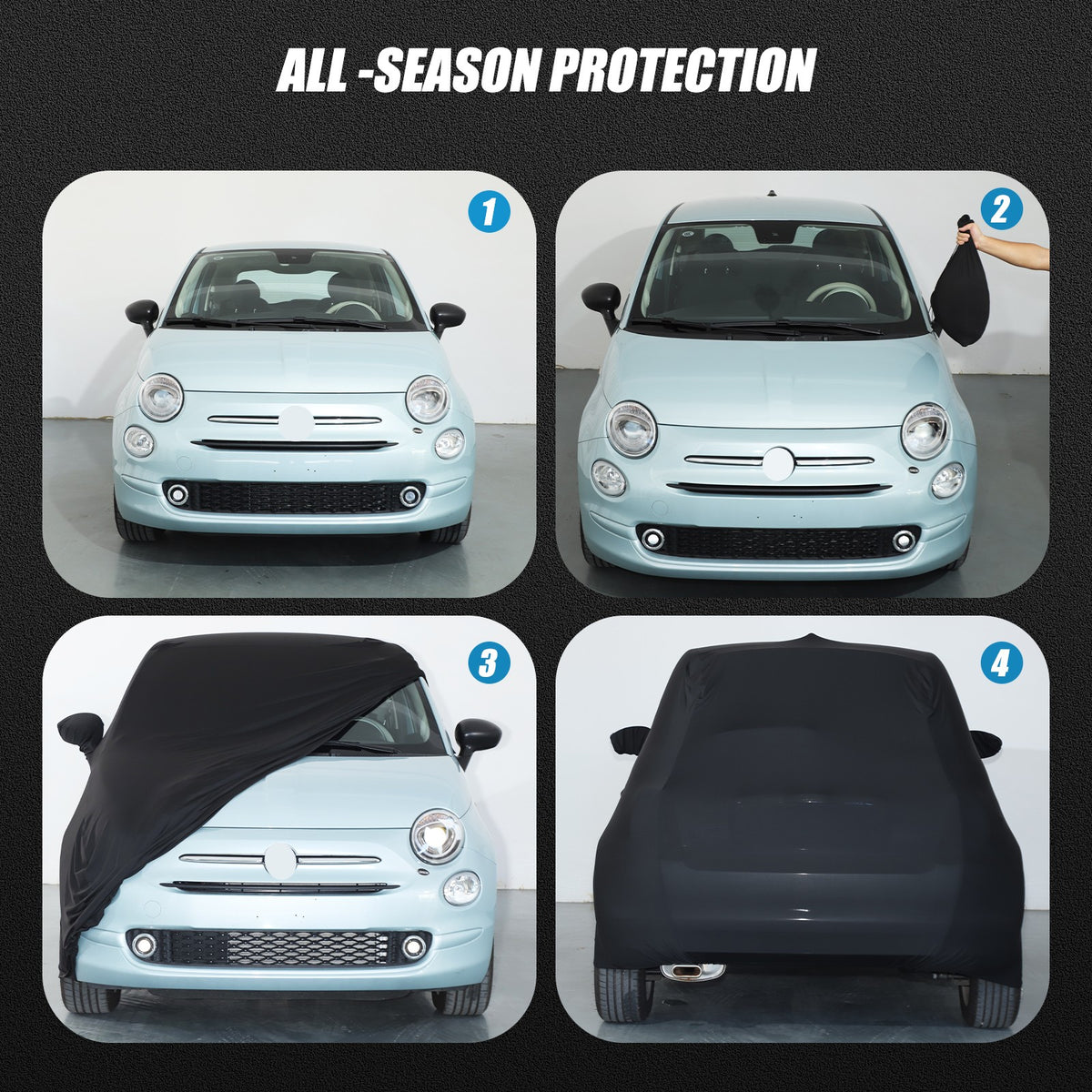 Car Protection Cover Waterproof Sun UV Snow Resistant For Fiat 500 2010-2022 US 13