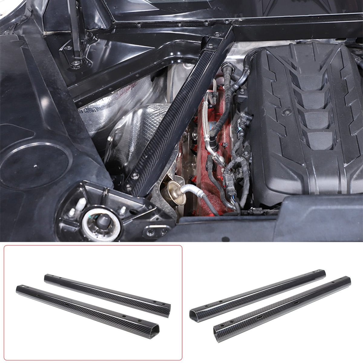 Real Dry Carbon fiber Engine Bay Crossmember Panel Trim Cover For Corvette C8 14