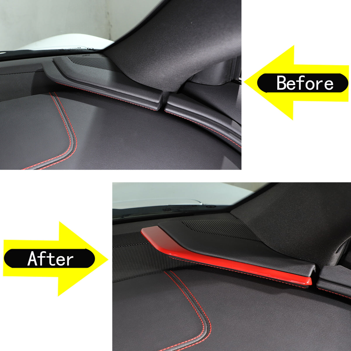 ABS Red Console Side Dashboard Trim Strips For Corvette C8 Stingray 2020-25 3