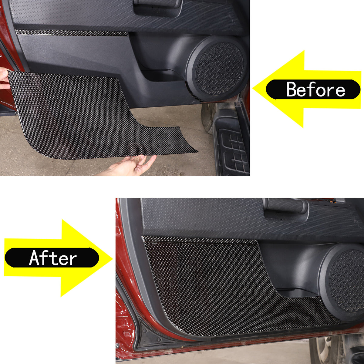Carbon Fiber Front Door Anti-kick Panel Sticker For Toyota FJ Cruiser 2007-2021 2