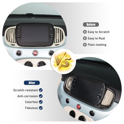 Real Carbon Fiber Center Console Air Vent Trim For Fiat 500/Abarth 595 695 21-23 23