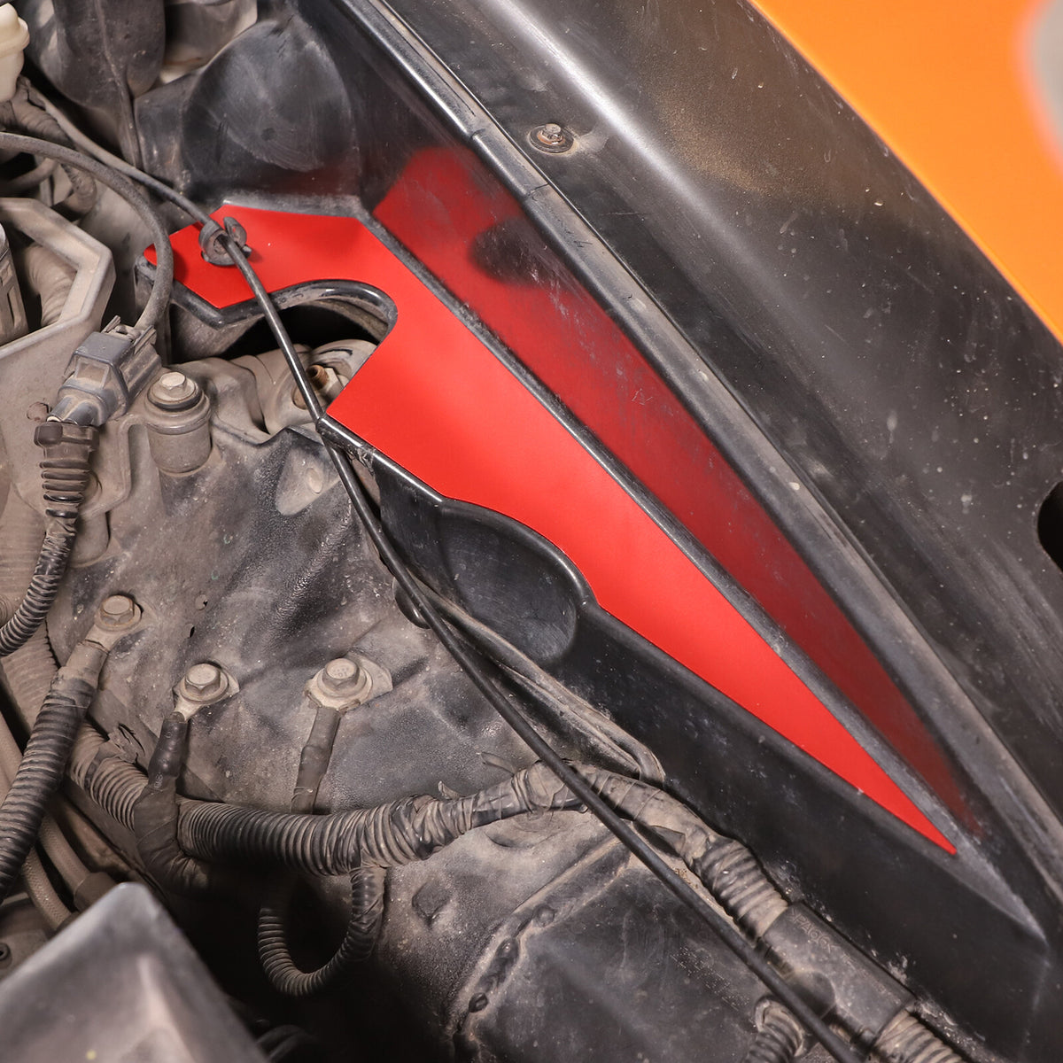 Red Alloy Car Engine Side Dust Panel Trim Cover For Corvette C7 2014-2019 5
