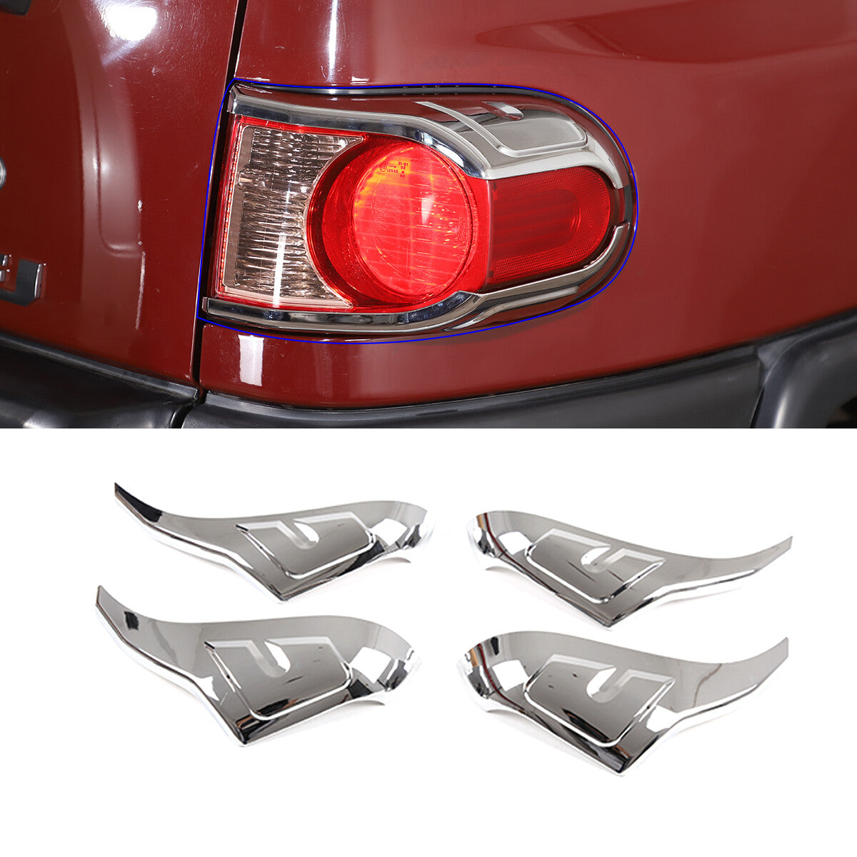 For Toyota FJ Cruiser 2007-2021 Silver ABS Rear Tail Light Lamp Strip Trim 1