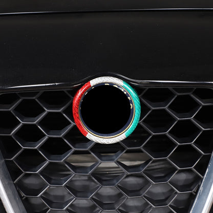 Tricolor Real Carbon Fiber Grille V-Shaped Trim For Alfa Romeo Giulia 2017+ US 16