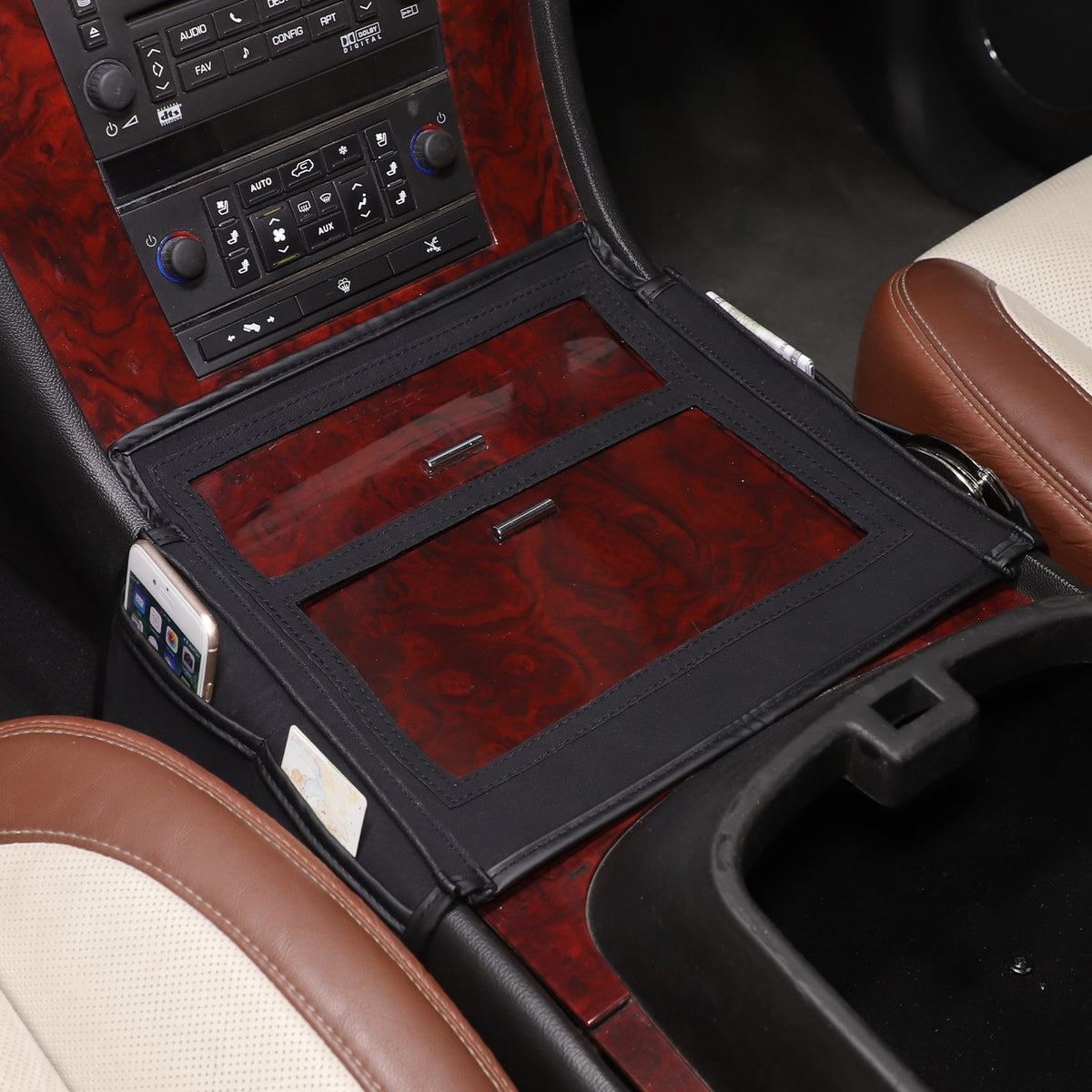 Suede Cloth Center Console Gear Shift Trim Cover For Cadillac Escalade 07-14 US 14