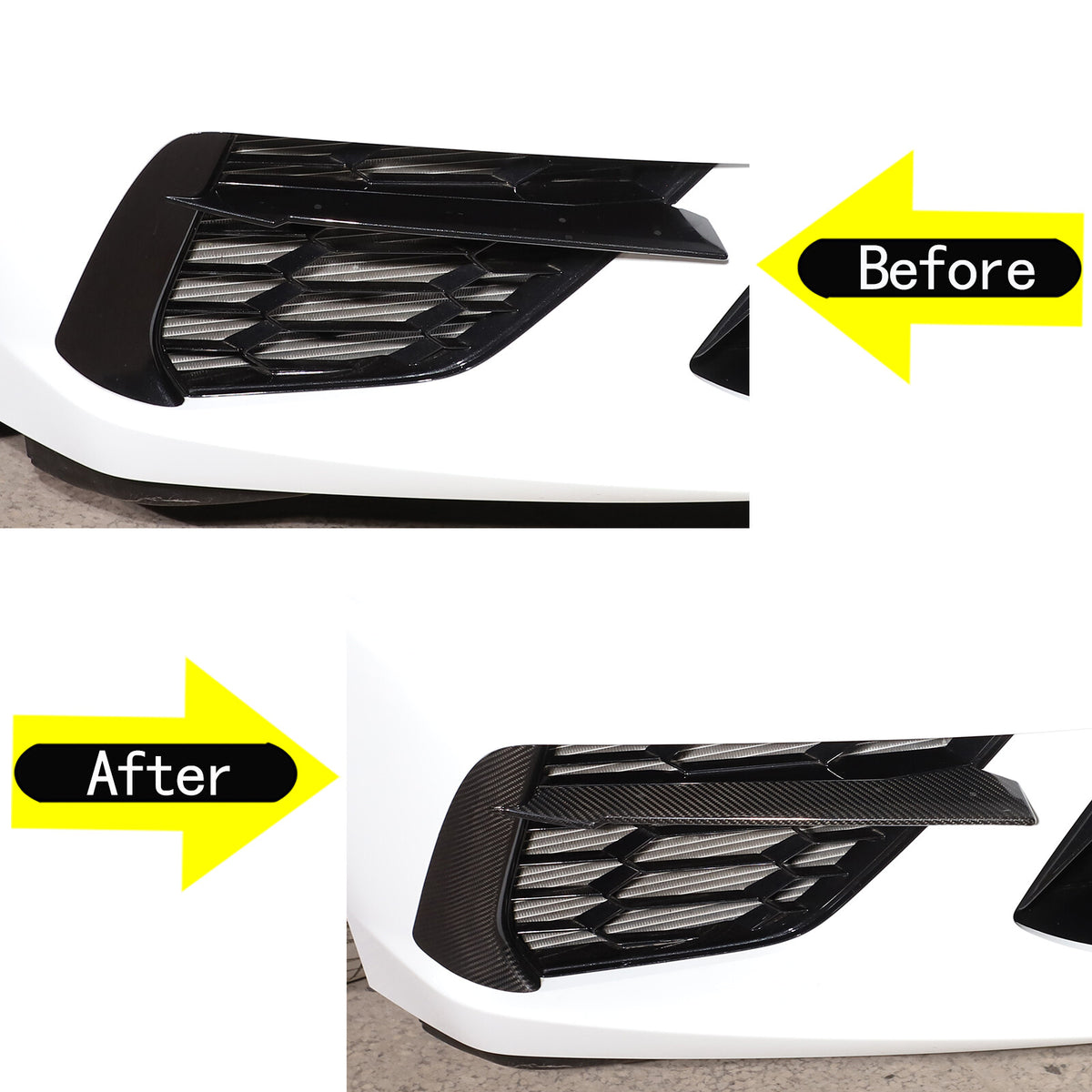 Real Dry Carbon fiber Front Bumper Fog Light Lamp Trims for Corvette C8 2020-26 5