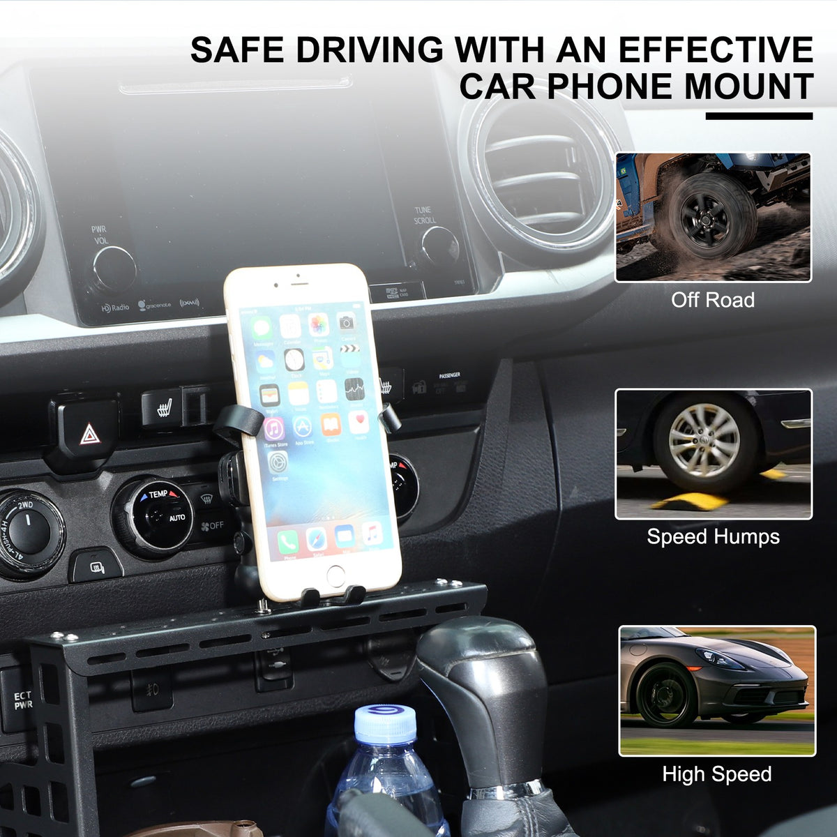 Center Multifunctional Expanding Phone Mount Bracket For Toyota Tacoma 2016-2022 8