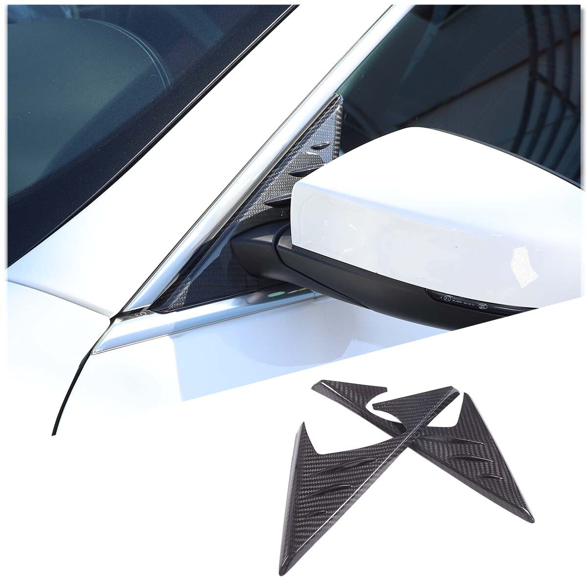 For Maserati Ghibli Quattroporte 2014+Carbon Fiber Door A-Pillar Triangular Trim 9
