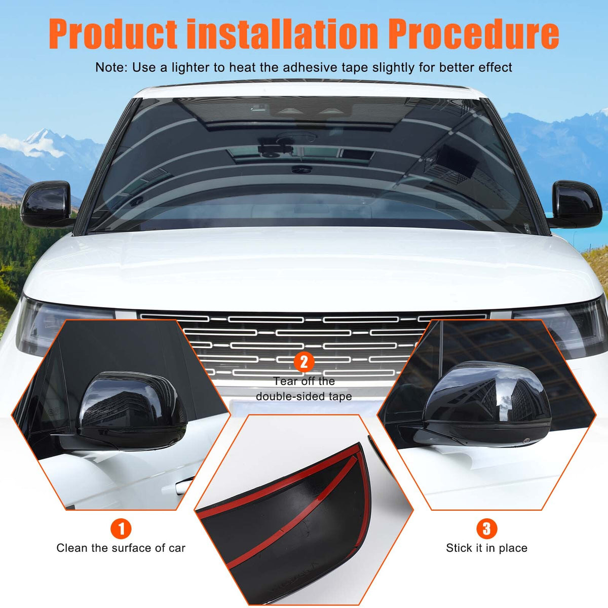 Glossy Piano Black Outer Mirror Trim For LR Range Rover Sport/Range Rover 2023+ 19