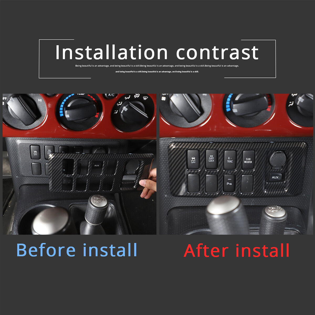 ABS Carbon Fiber Full Interior Center Decoration Trim Kit For FJ Cruiser 2007-21 - Styles 1-5 15