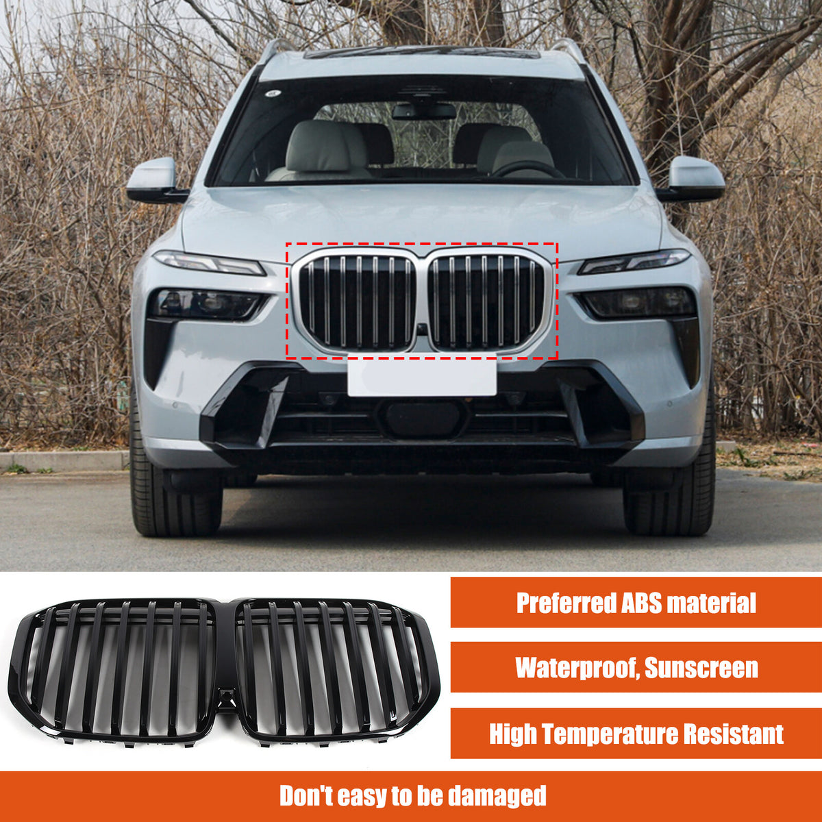 Glossy Black Car Front Bumper Line Kidney Grille Grill For BMW X7 G07 2023-2024 1
