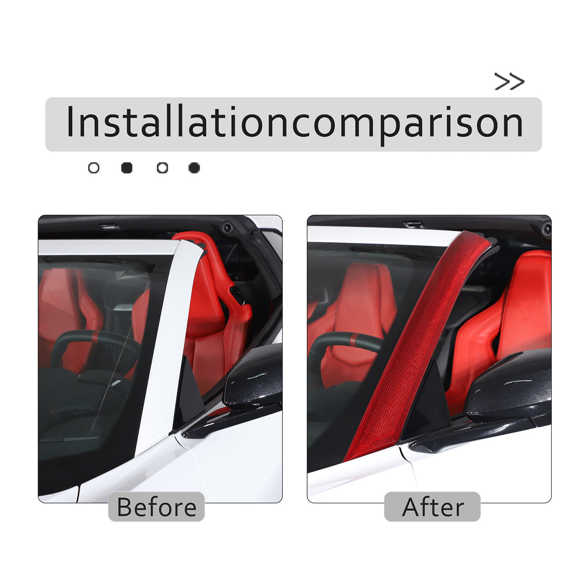 Red Carbon Fiber Exterior A-pillar Trim Cover Fits For Corvette C8 2020-2026 13