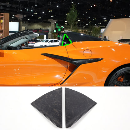 Forged Carbon fiber Rear Triangle Glass Cover For Corvette C8 Convertible 20-26 10