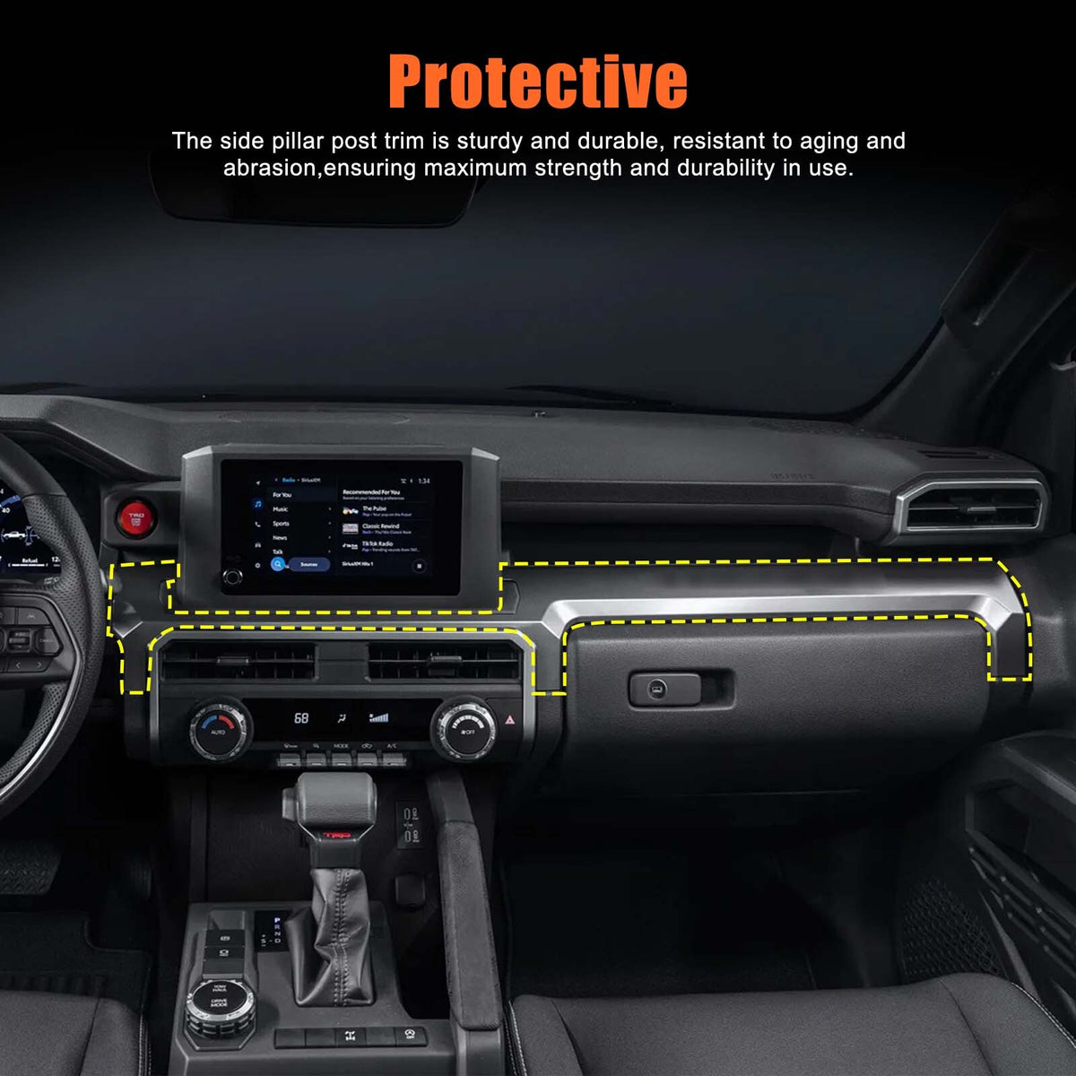 Orange Center Console Trim Strip Cover For Toyota Tacoma SR/SR5 2024+ US 5